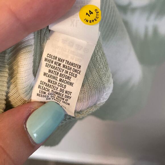 Aerie NWT Light Green White Tie Dye Stripe High Neck Ribbed Muscle Tank Top XL - Picture 8 of 10